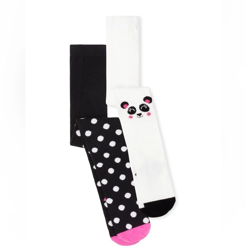 Toddler Girls Panda Tights 2-Pack - Multi cir